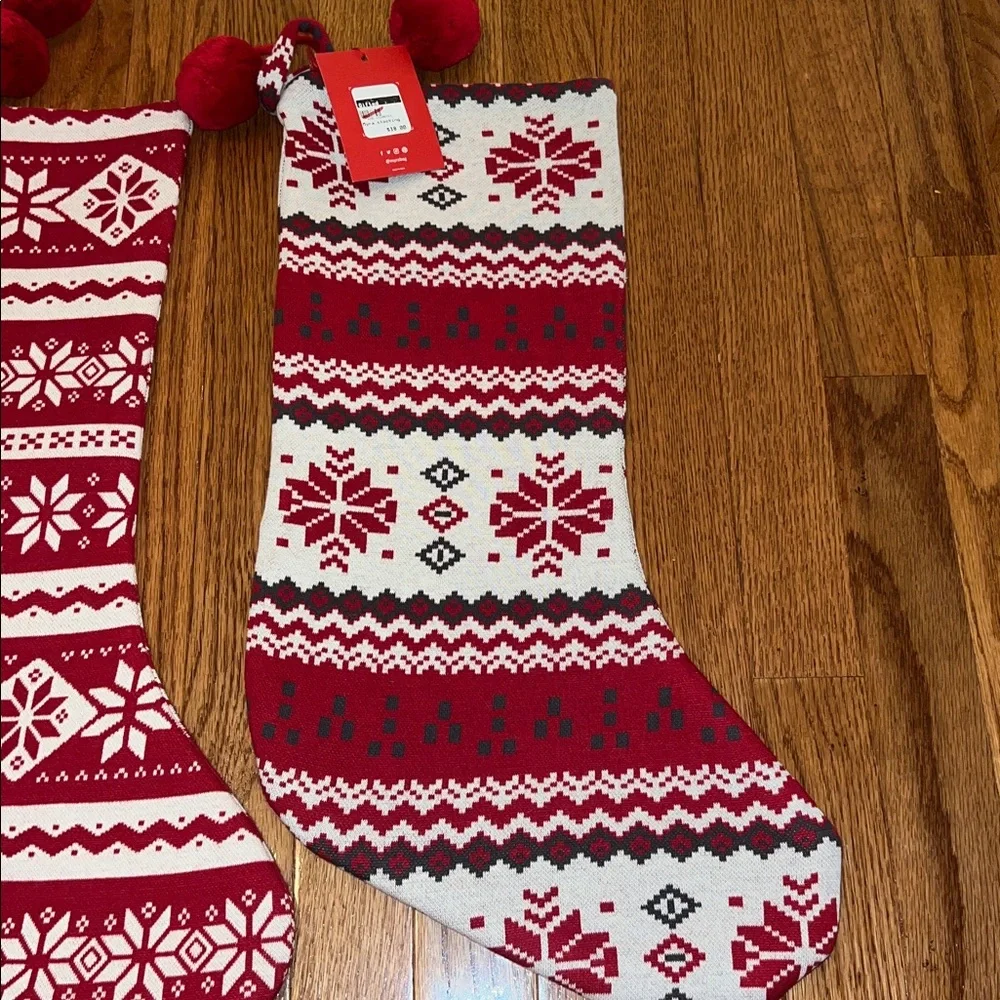 NWT Set of 2 Myra Bag Nordic Red & White Christmas Stockings